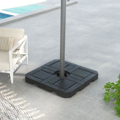 4 Piece Patio Cantilever Umbrella Base Weight Set, Fillable Outdoor Offset Umbrella Weights for Umbrella Stand, 175 lbs. Capacity Water or 230 lbs. Capacity Sand, Black