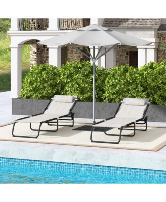 2-Pack Folding Chaise Lounge Chairs with Breathable Mesh and Adjustable Backrest