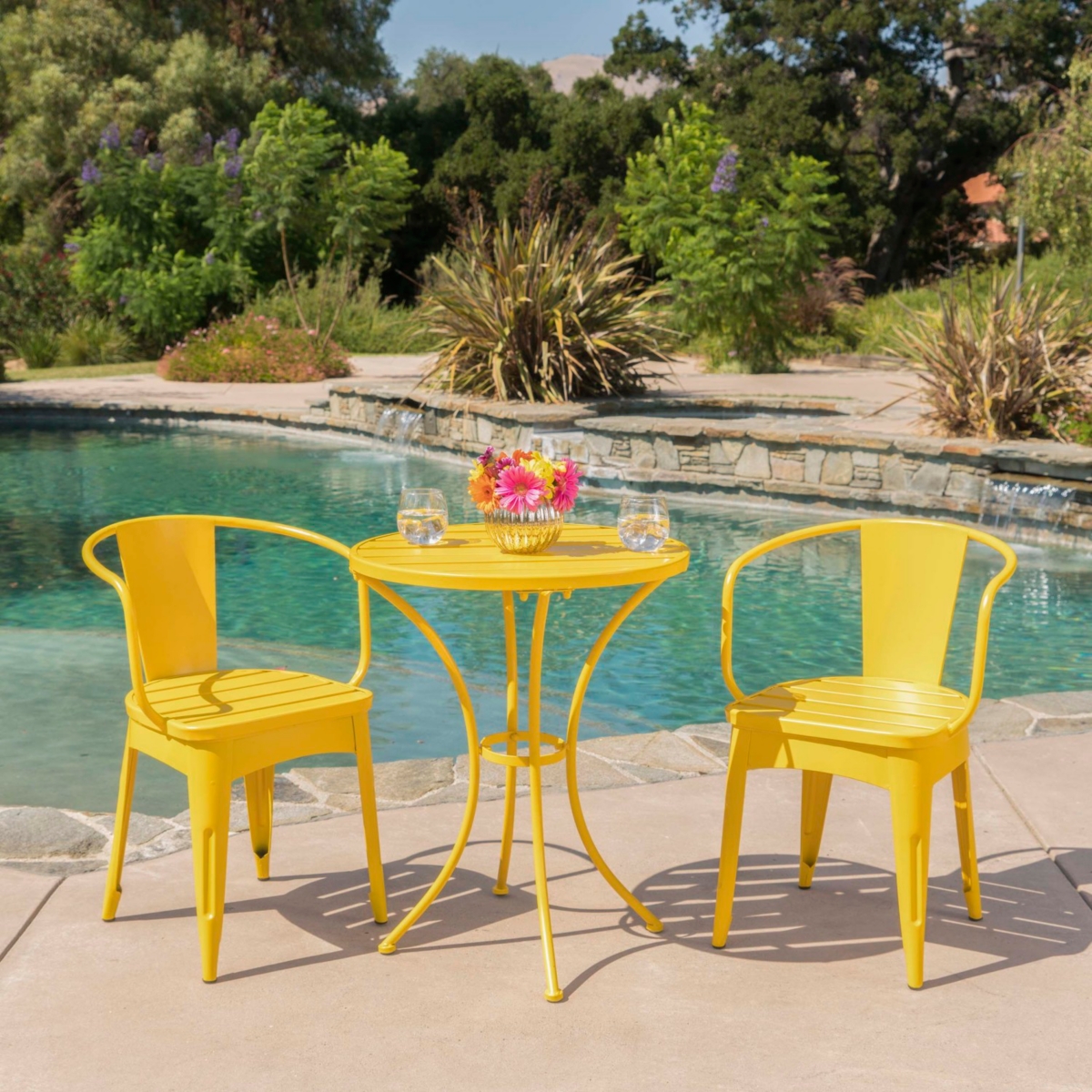 Whimsical Outdoor Bistro Set: Durable Iron Table And Chairs With Water-Resistant Finish