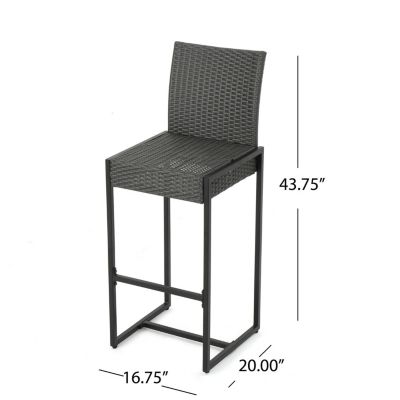 Elegant Outdoor Wicker Barstools With Durable Iron Frame