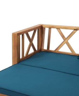 Rustic Acacia Wood Expandable Daybed With Water-Resistant Cushions