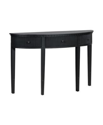 Distinctive Features of Pine Veneer Console Table with Vertical Stripe Drawer Fronts and Four Legs