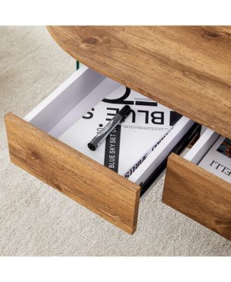  Chic Coffee Table with Drawers and Tempered Glass