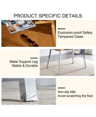 Table and chair set. Large modern rectangular table with brown glass top and silver metal legs. It comes with soft and comfortable PU seats, faux leather upholstered seats and silver metal legs.