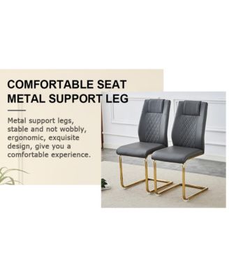 Table and chair set.Modern rectangular dining table with Transparent tempered glass tabletop and gold plated metal legs.Paired with 6 comfortable chairs with PU seats and golden metal legs.