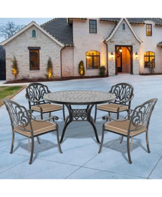 (Cushions In Random Colors)5-Piece Set Of Cast Aluminum Patio Furniture With Cushions
