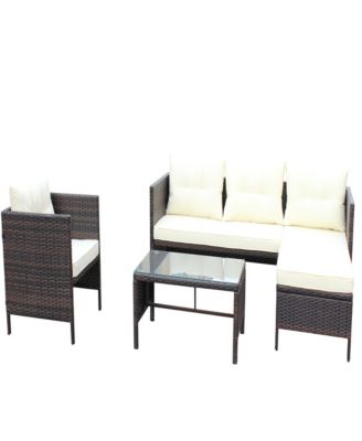 Streamdale 4-Piece Wicker Patio Conversation Set with Cushions