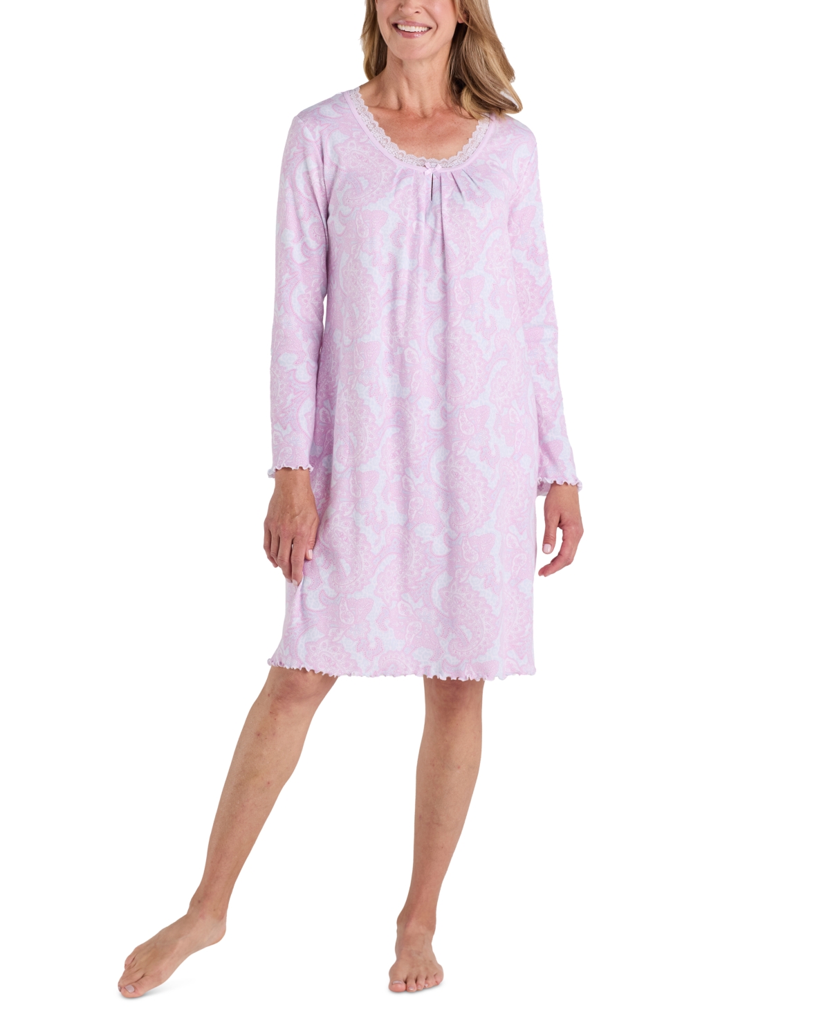 Missi Elaine Women's Soft Paisley-Print Nightgown - Pink Animal Paisley
