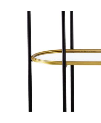 48.5x16.5x50" 3-Tier Metal Console Table, Black Gold Mirrored Shelf