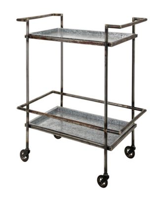 Streamdale 30.7x17.1x34.6" Percy Galvanized Metal Bar Cart in Gray & Black