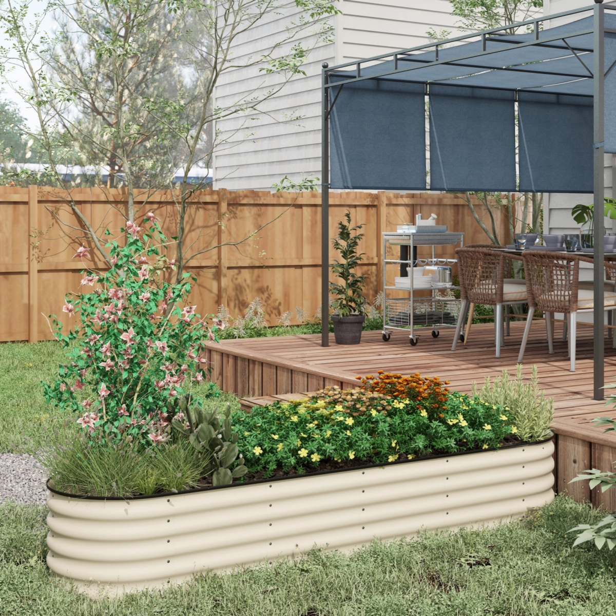 Streamdale Furniture 7.9' x 2' x 1.4' Galvanized Raised Garden Bed Kit, Outdoor Metal Elevated Planter Box with Safety Edging, Easy Diy Stock Tank for