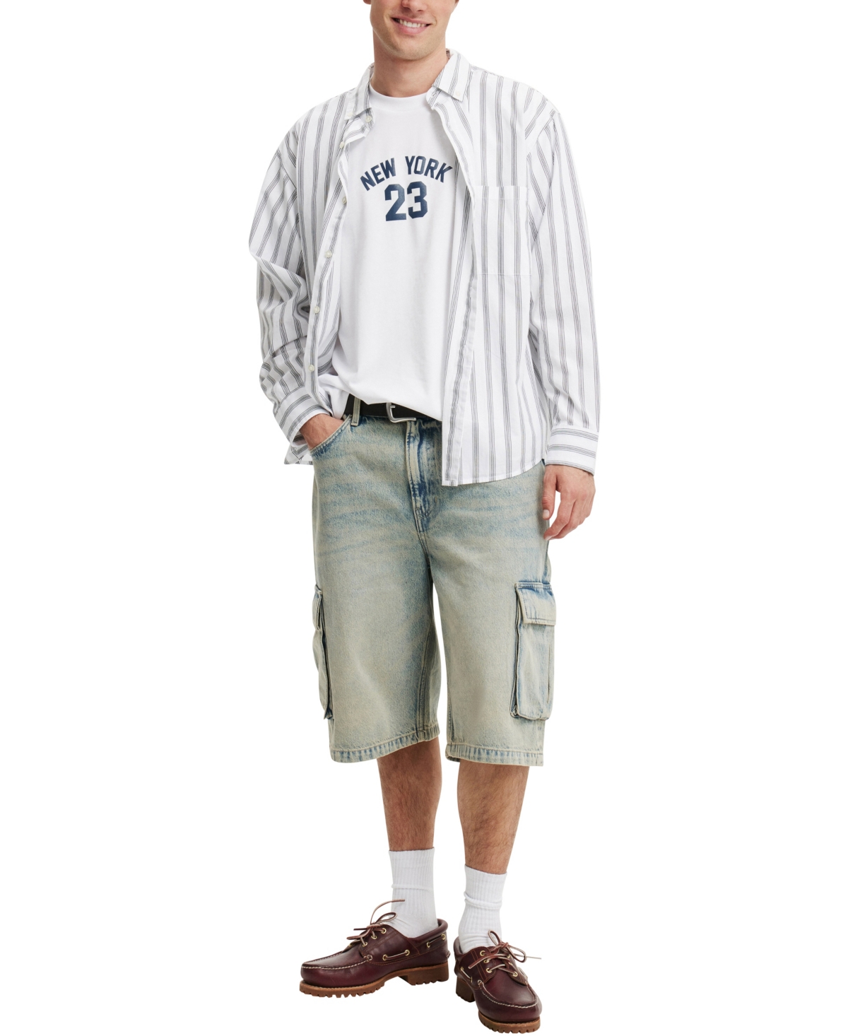 Cotton On Men's Box Fit College T-Shirt -New York 23 Navy