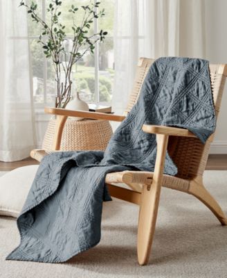 Washed Linen Textured Quilted Throw, 50" x 60"