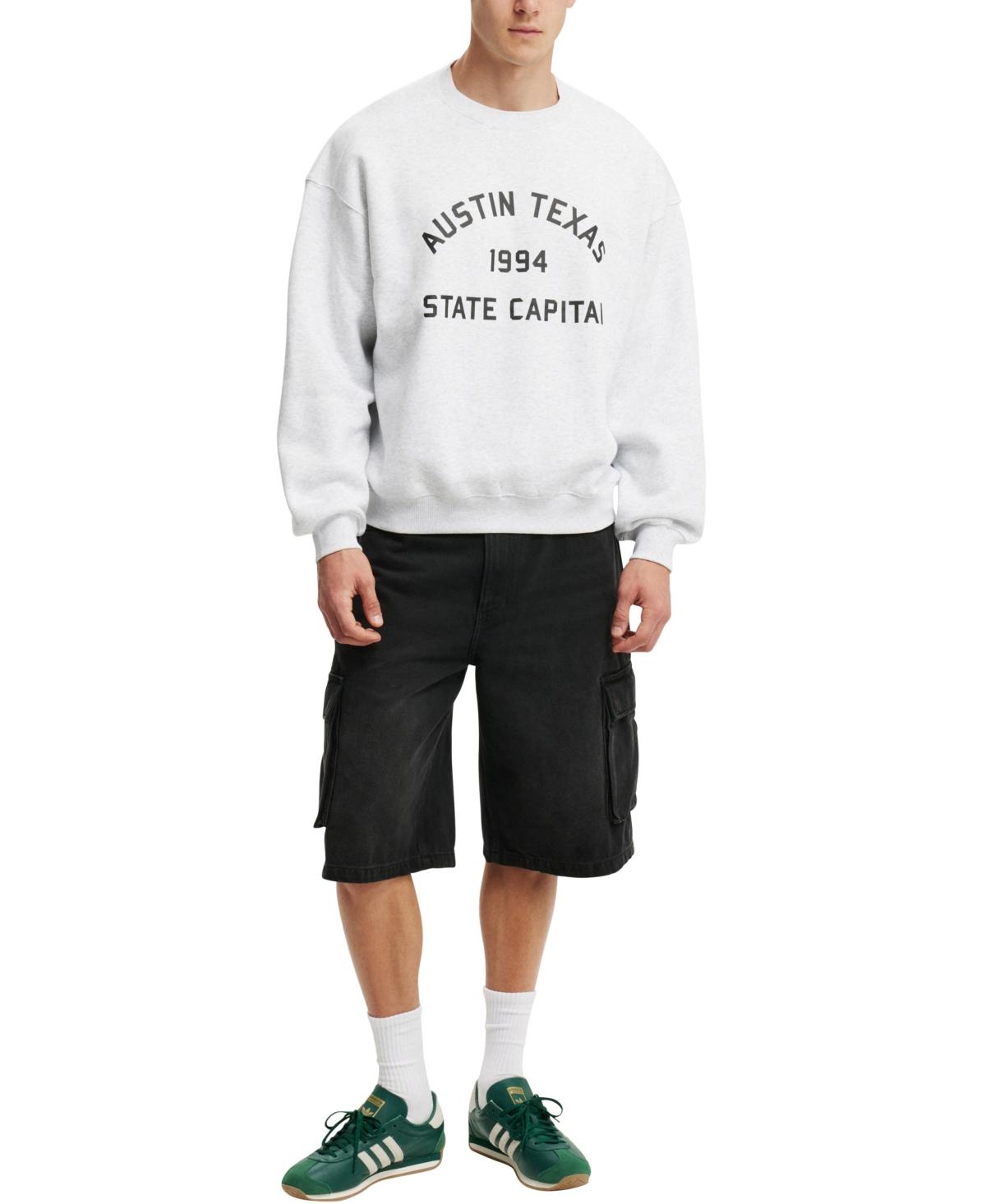 Cotton On Men's Box Fit Graphic Crew Sweatshirt -Austin Texas