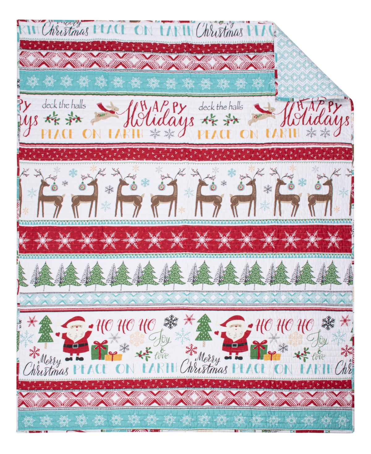Levtex Merry Bright Ho Ho Holidays Reversible Quilted Throw, 50