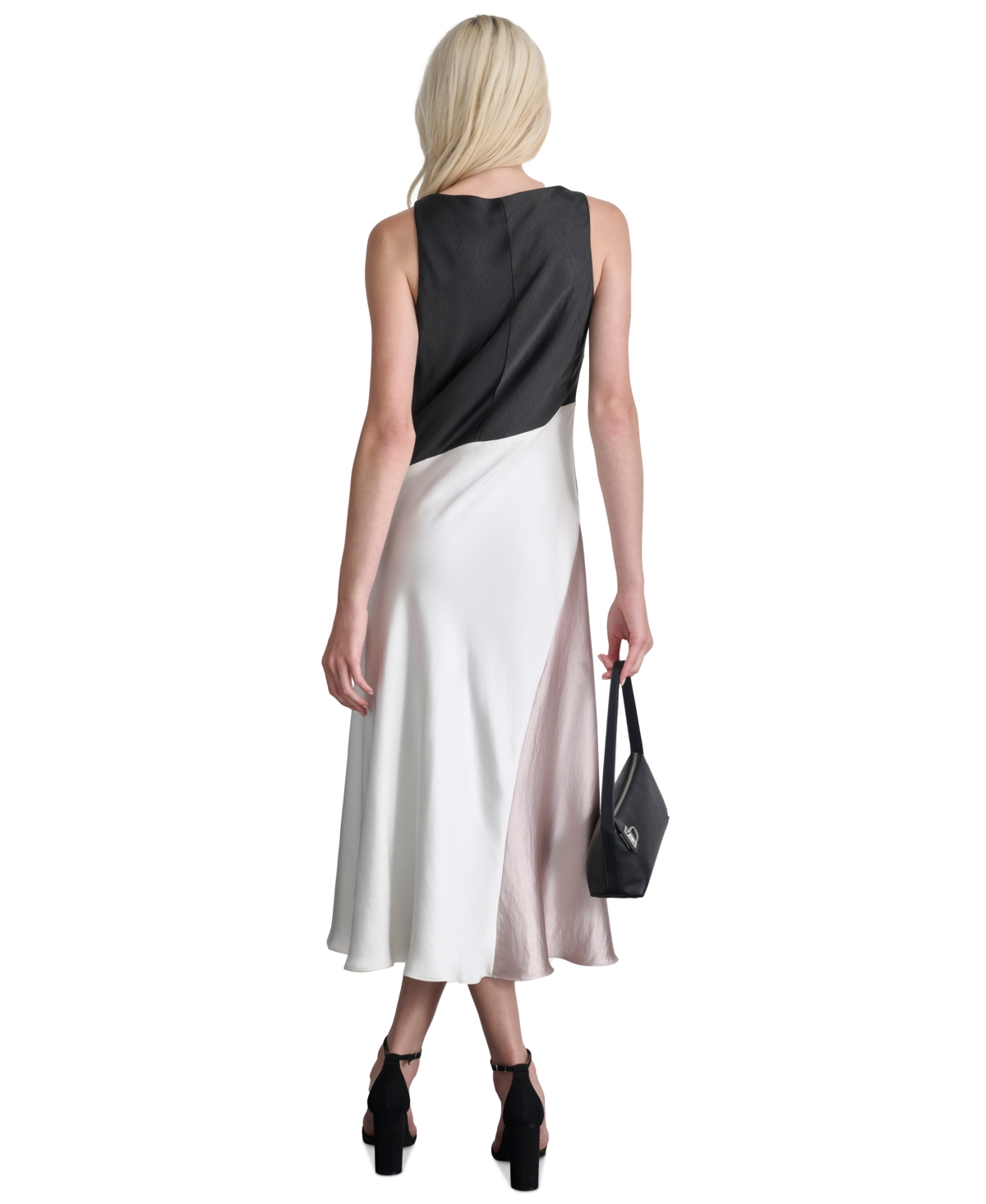 Dkny Women's Satin Colorblocked Slip Dress -Cloud/Eggshell