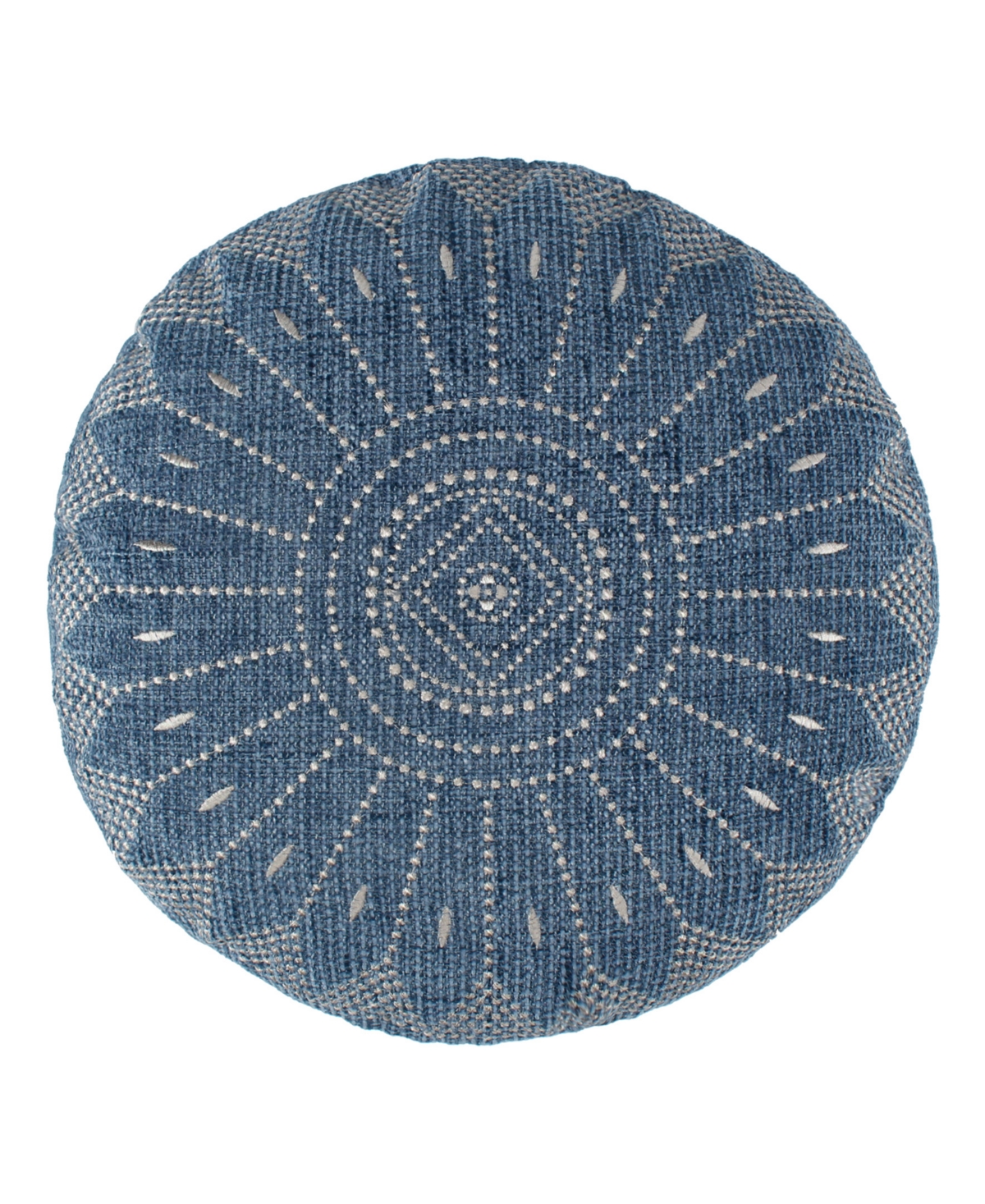 Levtex Adare Embroidered Decorative Pillow, 16" Round In Blue Haze