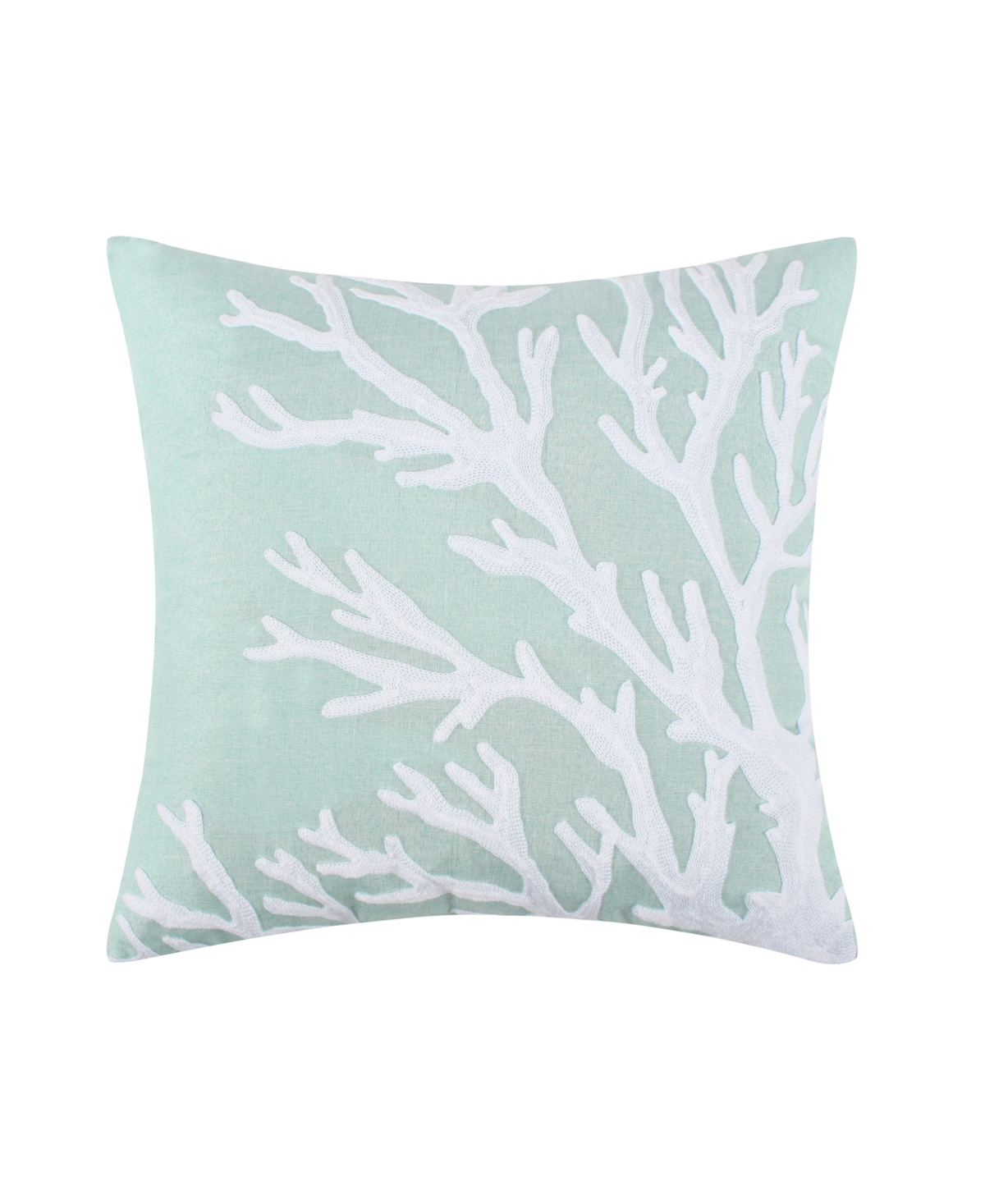Levtex Ocean Meadow Coral Embroidered Decorative Pillow, 18" X 18" In Teal