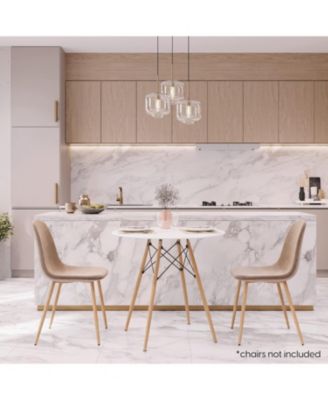 31.5" Round Dining Table Kitchen Table White Dining Table with White MDF desktop and Solid wood legs .Modern Style Coffee Table Leisure Dining Room Round Table for Kitchen Living Room