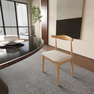 Mid Century Dining Room Chairs Set of 2,Wood and Fabric Upholstered Four Dining Chairs