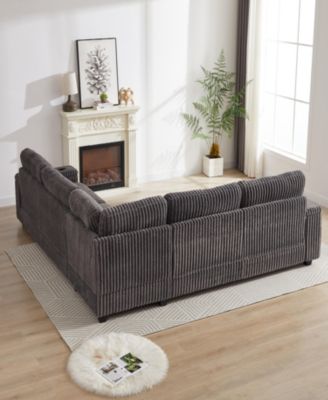 Oversized Corner Sofa with Storage, USB, and Cup-Holder
