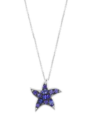 EFFY&reg; Tanzanite (2-1/20 ct. t.w.) & Diamond Accent Starfish 18" Pendant Necklace in Sterling Silver