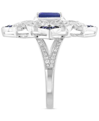 EFFY&reg; Sapphire (1-1/6 ct. t.w.) & Diamond (3/8 ct. t.w.) Statement Ring in Sterling Silver