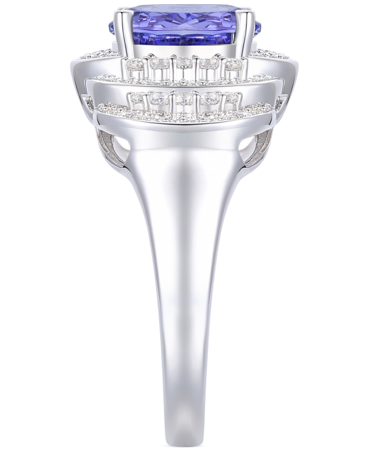 Macy's Tanzanite (1-3/4 Ct. T.w.) & Diamond (1/2 Ct. T.w.) Oval Ring In 14k White Gold In Emerald