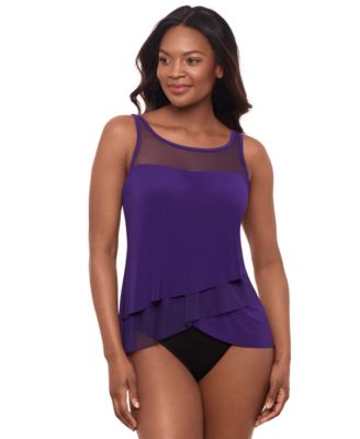 MIRACLESUIT DRAPED TANKINI TOP HIGH WAIST BOTTOMS 