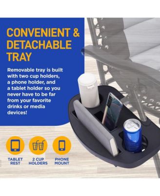 Padded Zero Gravity Lawn Chair with Side Table, Gray and Black