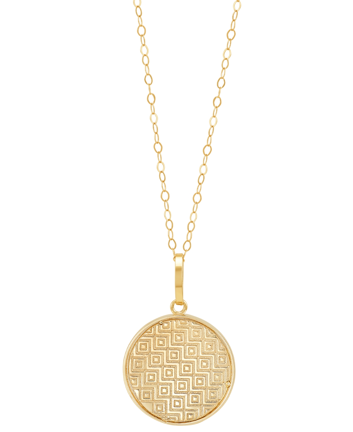 Macy's Polished Sunray Round Disc 18" Pendant Necklace In 10k Gold In Gold