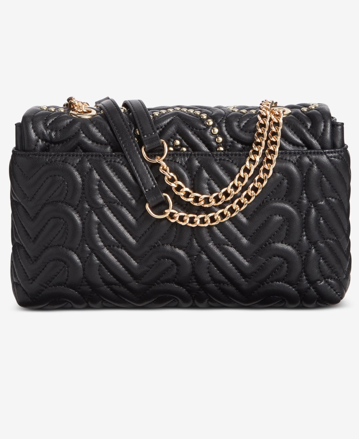 Inc International Concepts Soft Small Ajae Quilted Studded Heart Shoulder Bag, Created For Macy's In Black