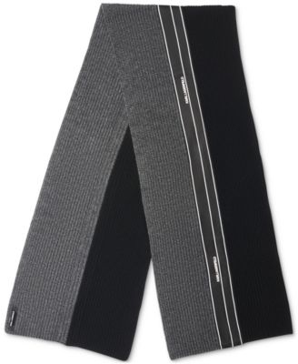 Karl Lagerfeld - Men's Two-Tone Logo Stripe Scarf