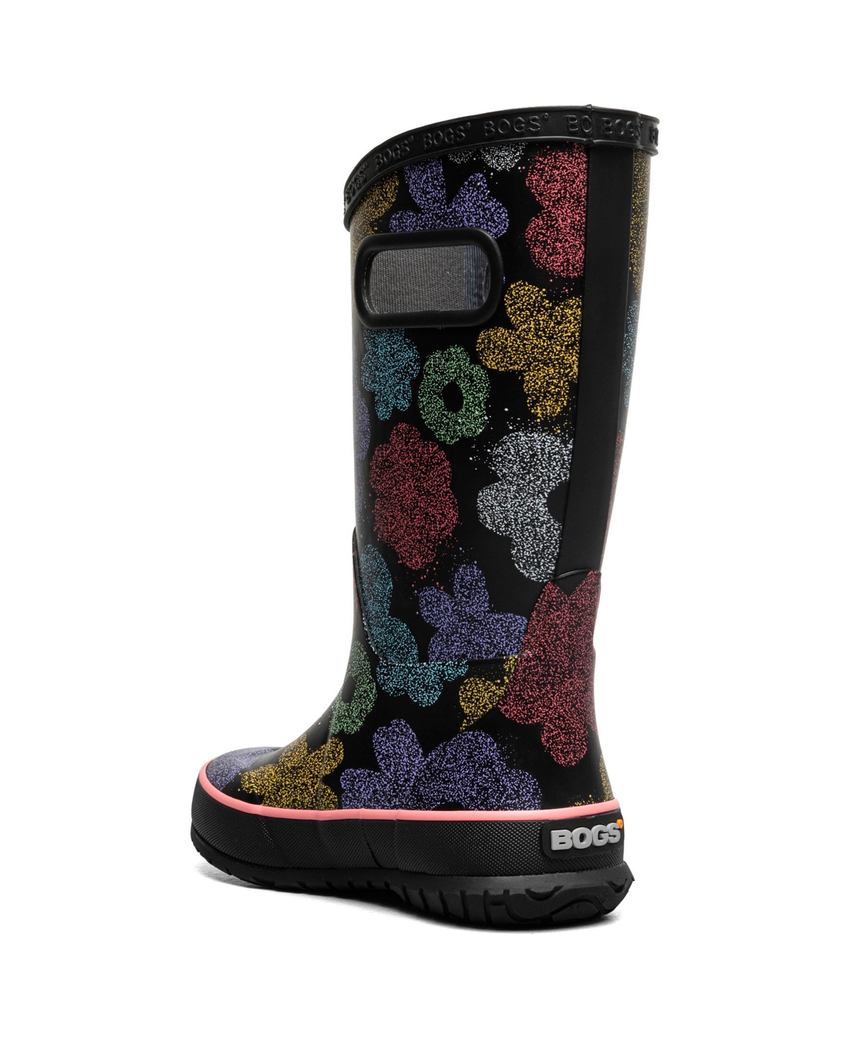 Bogs Little And Big Girls Rain Boot In Black Multi