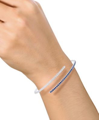 Sapphire (1-1/5 ct. t.w.) & Diamond (1 ct. t.w.) Flex Wrap Bracelet 14k White Gold (Also Available in Ruby & Emerald)