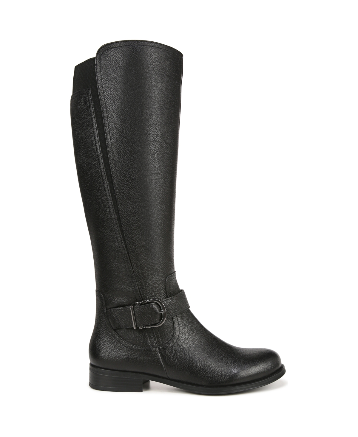 Naturalizer Jaya Wide Calf Knee High Block Heel Riding Boots In Black Leather
