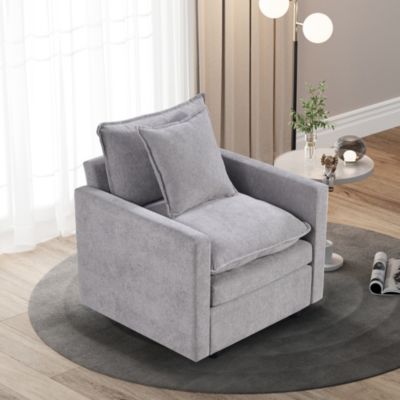 Chenille Fabric Comfy Deep Single Seat Sofa Upholstered Reading Armchair Living Room