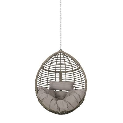 Elegant Teardrop Rattan Hanging Chair With Plush Cushions