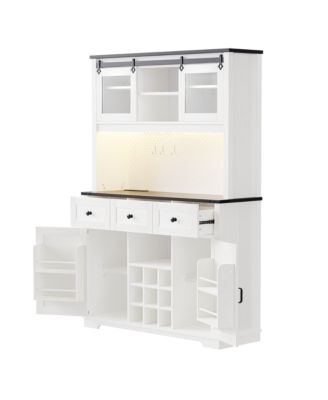 71" Farmhouse Pantry Cabinet with Storage and Power Outlets