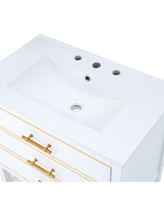 Modern 30inch Navy Blue/White Bathroom Vanity Cabinet Combo with OpenStorge, Two Drawers