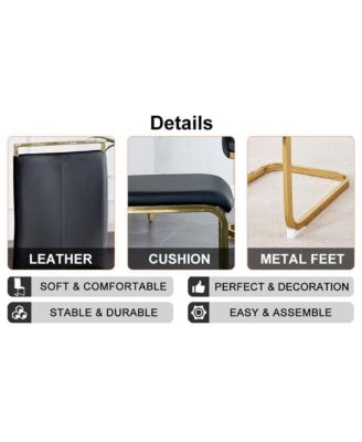 Table and chair set, white imitation marble texture glass tabletop, black MDF table legs, stable and beautiful. Modern simple dining table, comfortable seating.