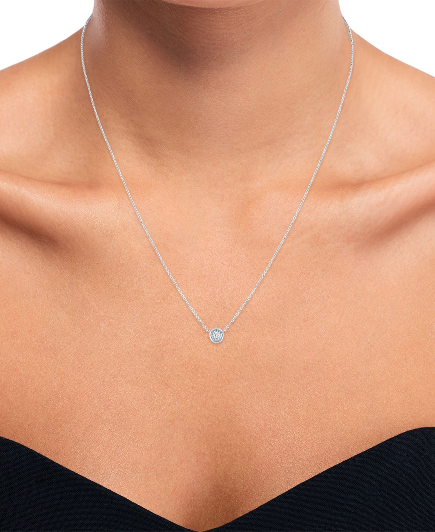 Diamond Bezel 18" Pendant Necklace (1/20 ct. t.w.) in 10k White or Yellow Gold