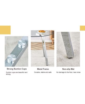 Table and chair set.A Modern Minimalist Style Round Clear Tempered Glass Table with silver Metal Legs.Paired with 4 chairs with Modern PU Leather High Back Upholstered and C-Tube Chrome Legs.