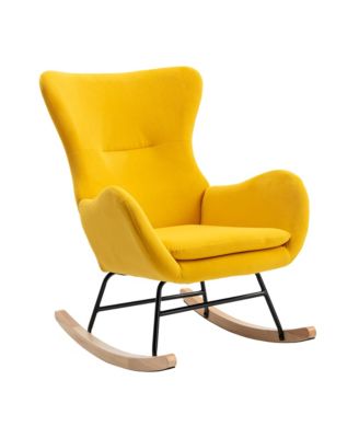 Streamdale Velvet Rocking Chair with Padded Seat and Armrests