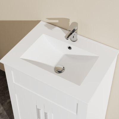 Goodyo 24" Sink Bathroom Vanity Laundry Cabinet Combo, White