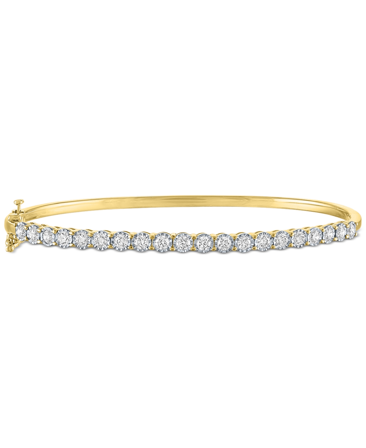 Forever Grown Diamonds Lab-grown Diamond Prong Bangle Bracelet (1 Ct. T.w.) In Sterling Silver Or 14k Gold-plated Sterling In Gold-plated Sterling Silver