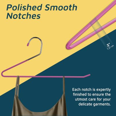 50 Pink Metal Non-Slip Pants Hangers – Heavy-Duty, Space-Saving Design for Jeans, Towels & Blankets – Open Ended with Rubber Grip