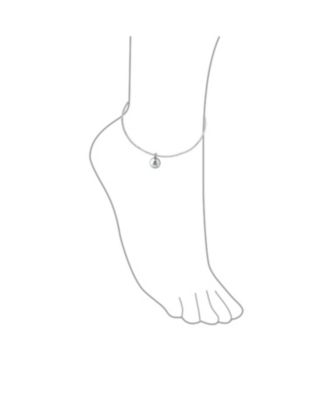 Initial Circle Disc Anklet - Sterling Silver 9-10 Inch