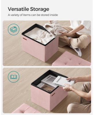 Foldable Storage Ottoman Bench for Living Room, Bedroom, Dark Grey