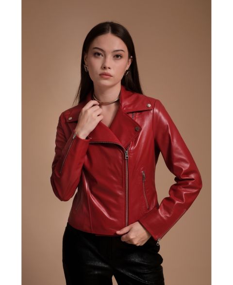 Женские куртки Furniq UK Women's Leather Jacket, Red
